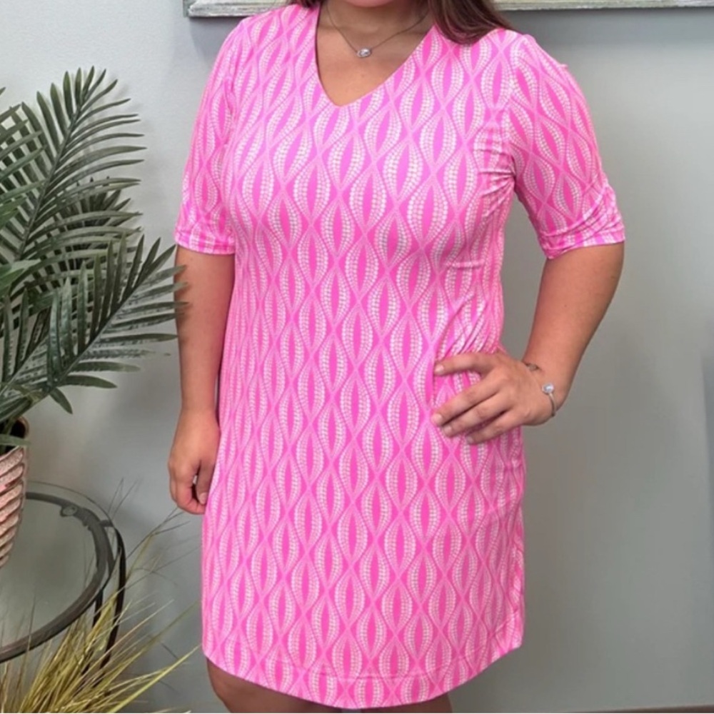 Lulu-B Pink Patterned Midi Dress